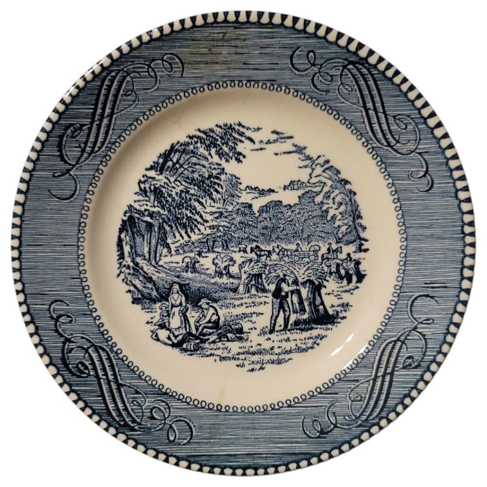 Vtg 50's Royal China Co. (USA) CURRIER & IVES Blue/White Bread & Butter Plate